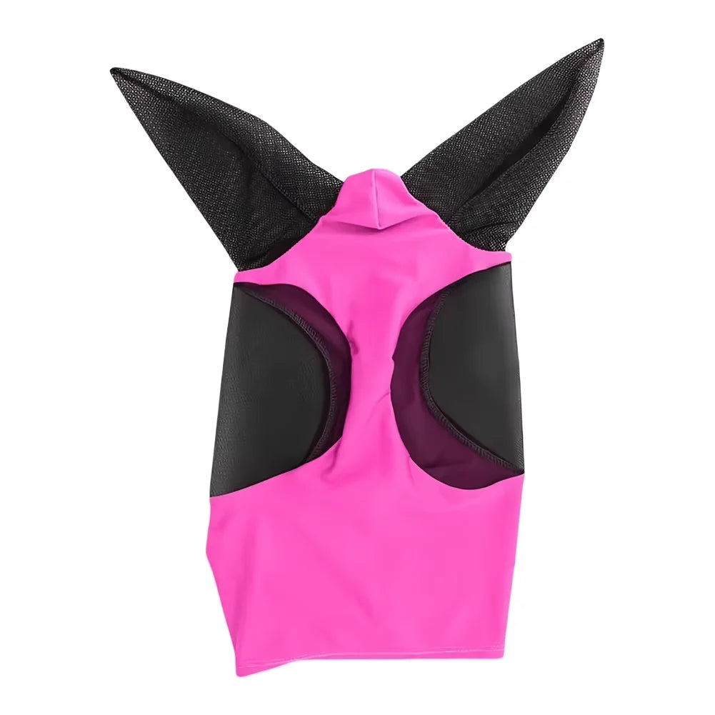 Nieuw Veelkleurig Anti-Muggen Paardenmasker Ademend Stretch Gebreid Gaas Anti-Vliegen Insectenmasker met Oren Ruiteruitrusting