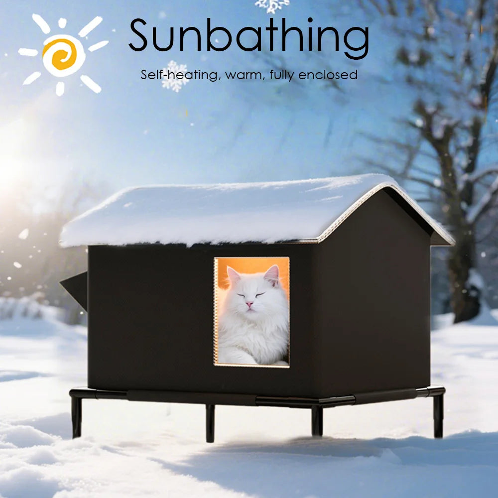 Buitenkattenhuis, waterdicht, volledig geïsoleerd en zelfverwarmend, voor zwerf- en wilde katten, en binnenkattenmanden.