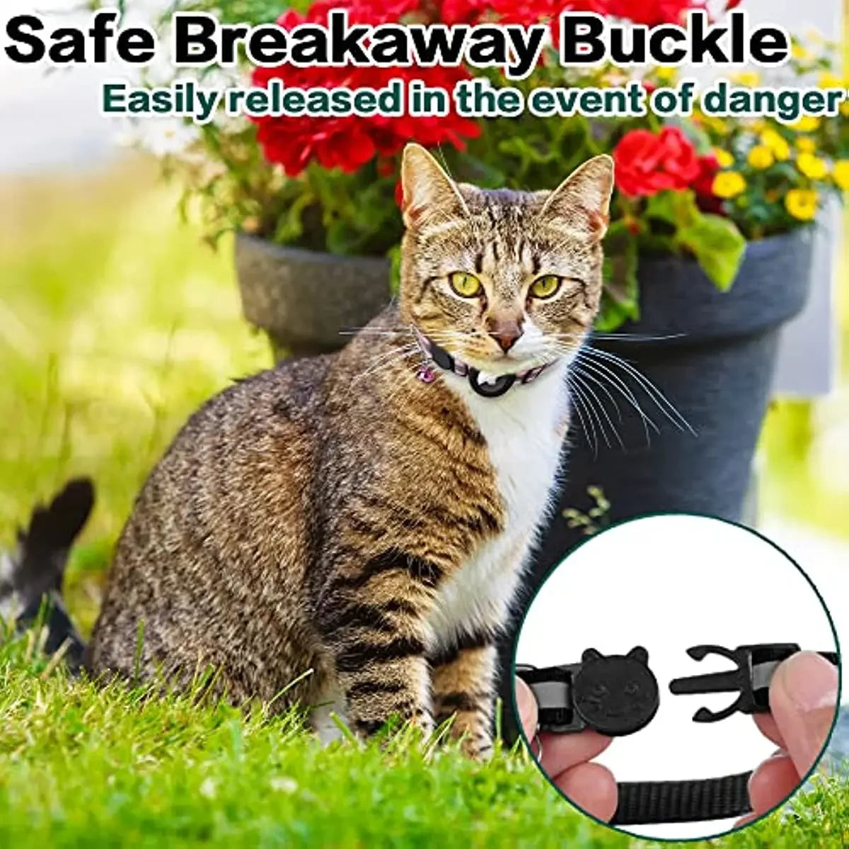 Collier Réfléchissant pour Chat — Compatible AirTag, Sécurité & Clochette