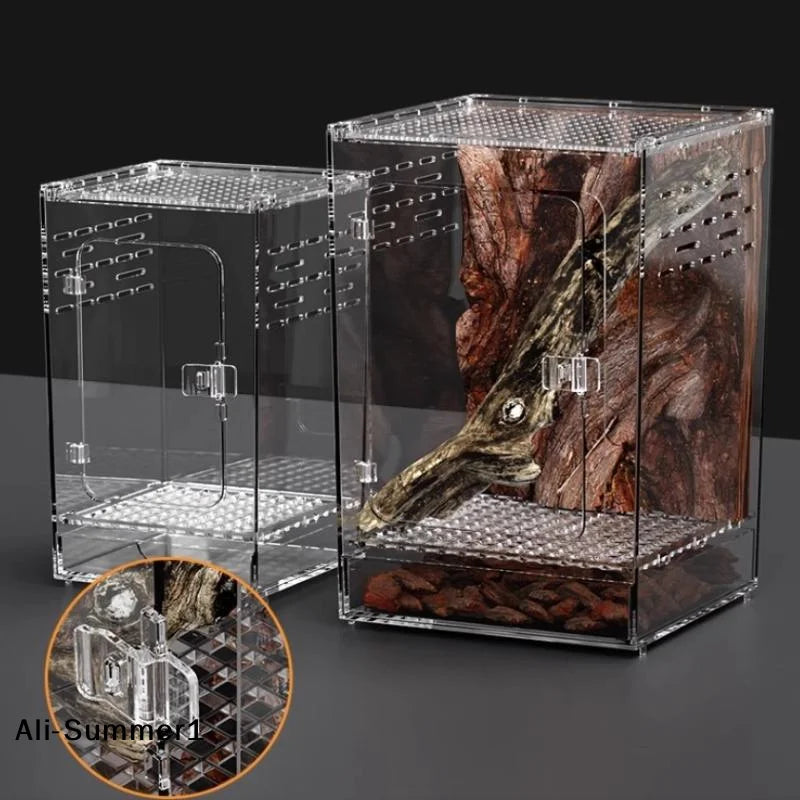 Terrarium Acrylique Transparent pour Reptiles – Ventilation 360°
