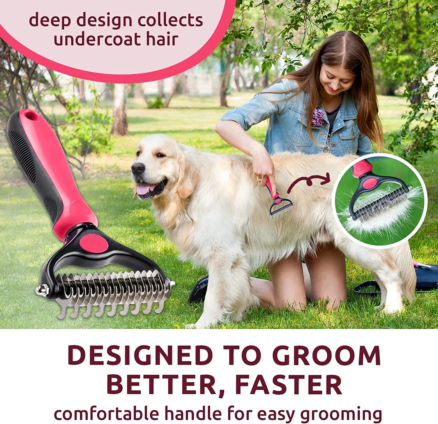 Brosse de toilettage double face MRZFUN – Démêlage & sous-poil