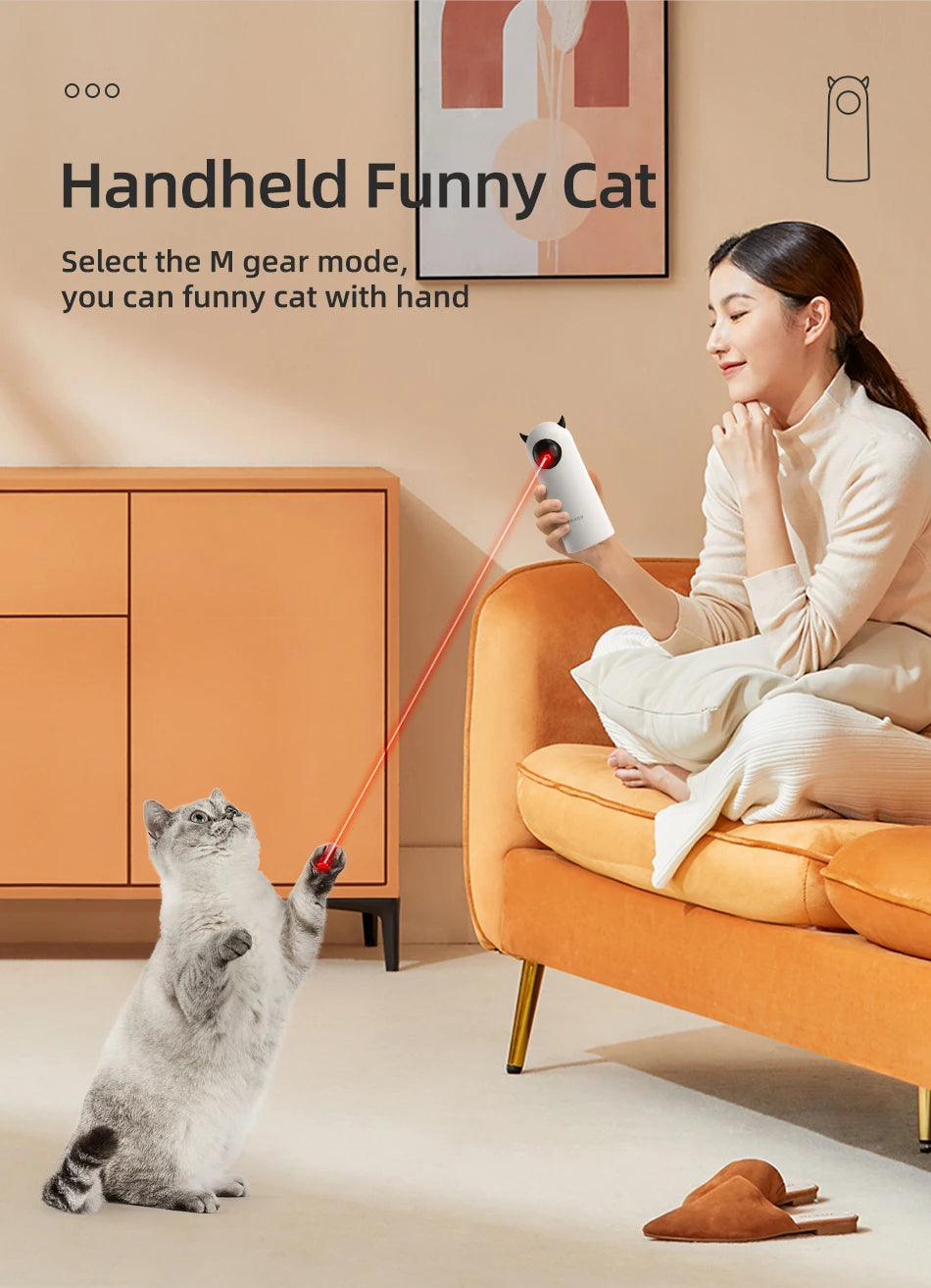 Jouet Laser LED Automatique pour Chat – Pointeur Interactif Intelligent ROJECO, Blanc