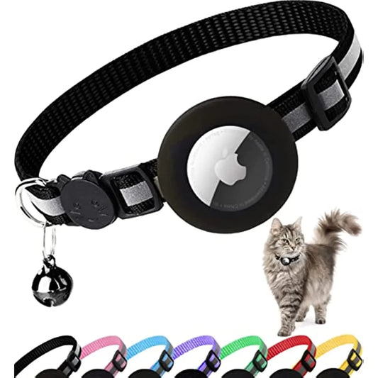 Collier Réfléchissant pour Chat — Compatible AirTag, Sécurité & Clochette