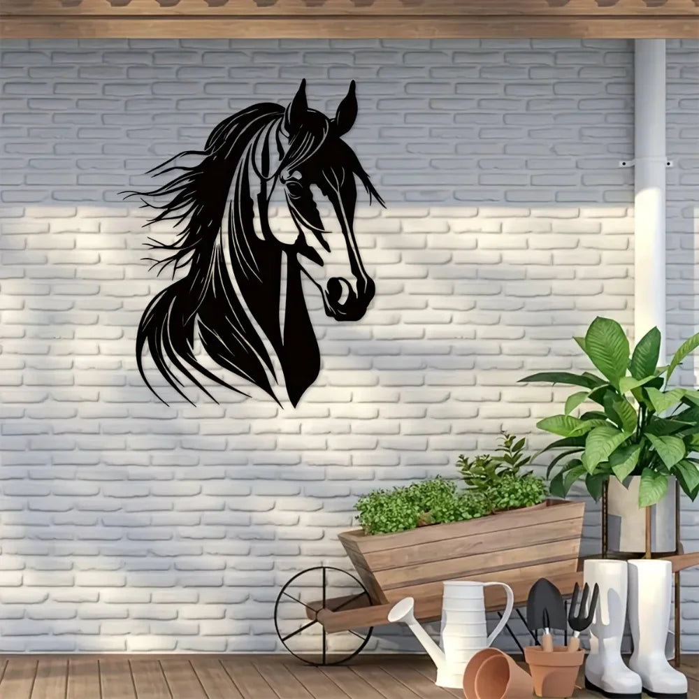 Charmante tête de cheval décorative murale en métal