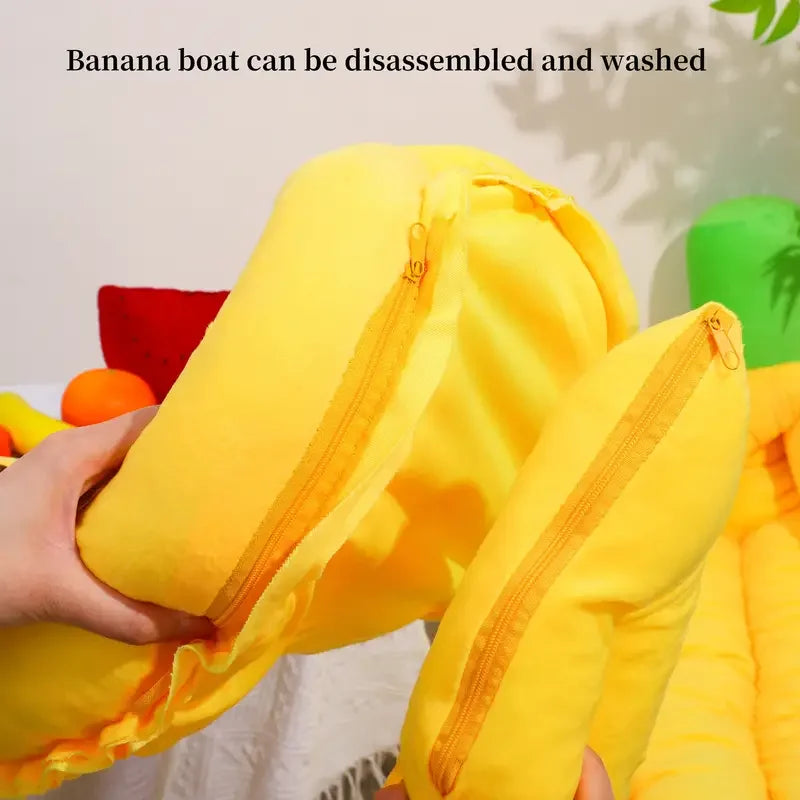 Lit nid en forme de banane pour chien et chat — Velours lavable
