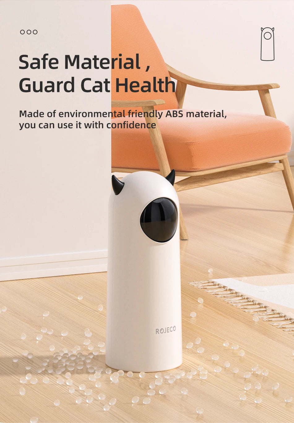 Jouet Laser LED Automatique pour Chat – Pointeur Interactif Intelligent ROJECO, Blanc