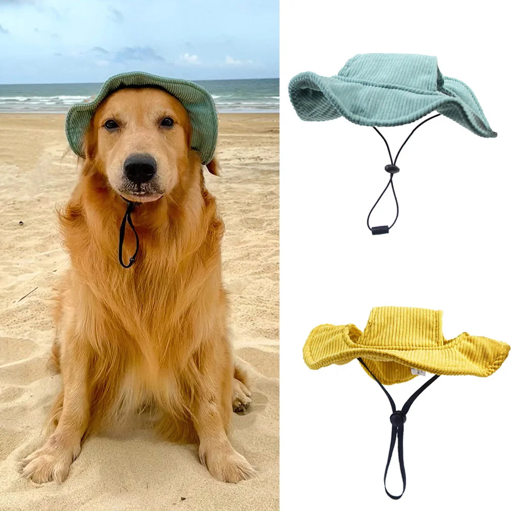 Chapeau pour Chien Anti-UV Réglable – Tailles XS à XL, Velours Côtelé