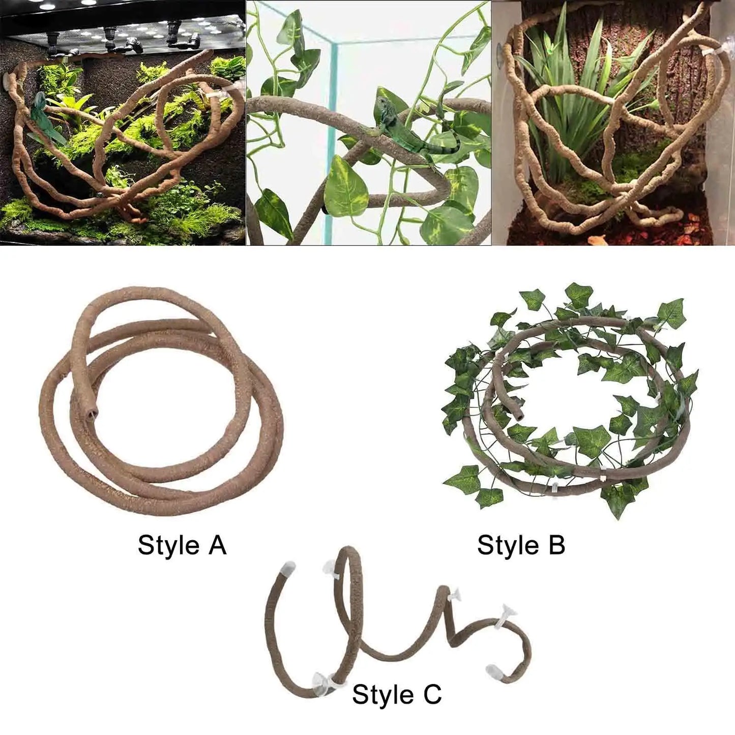 Lianes Décoratives Flexibles pour Terrarium – 100 cm