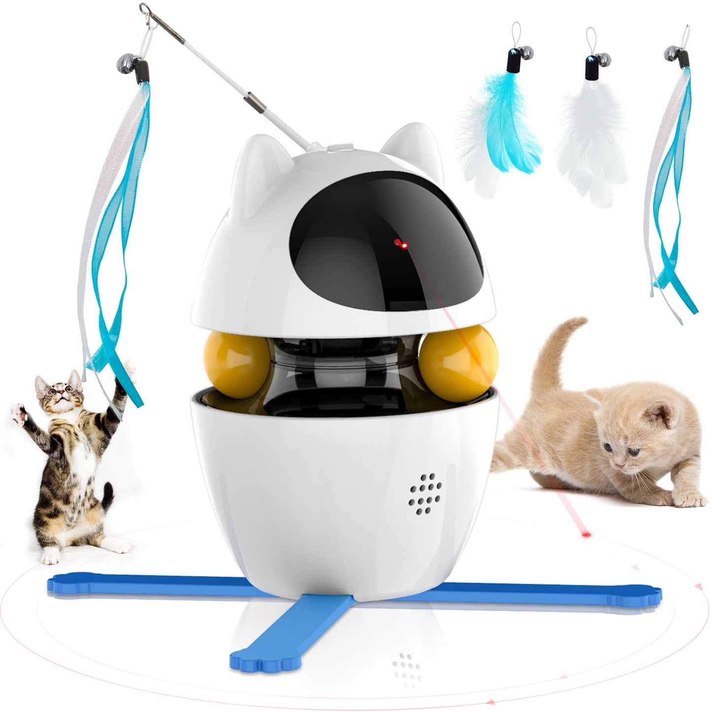 Jouet Interactif 4 en 1 pour Chat – Laser, Plume & Balle | Rechargeable USB