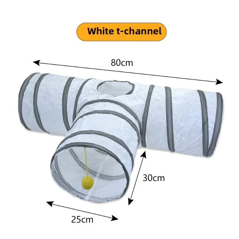 Tunnel de jeu pour chat – Passage interactif en tissu, plusieurs configurations (S / Y / T)