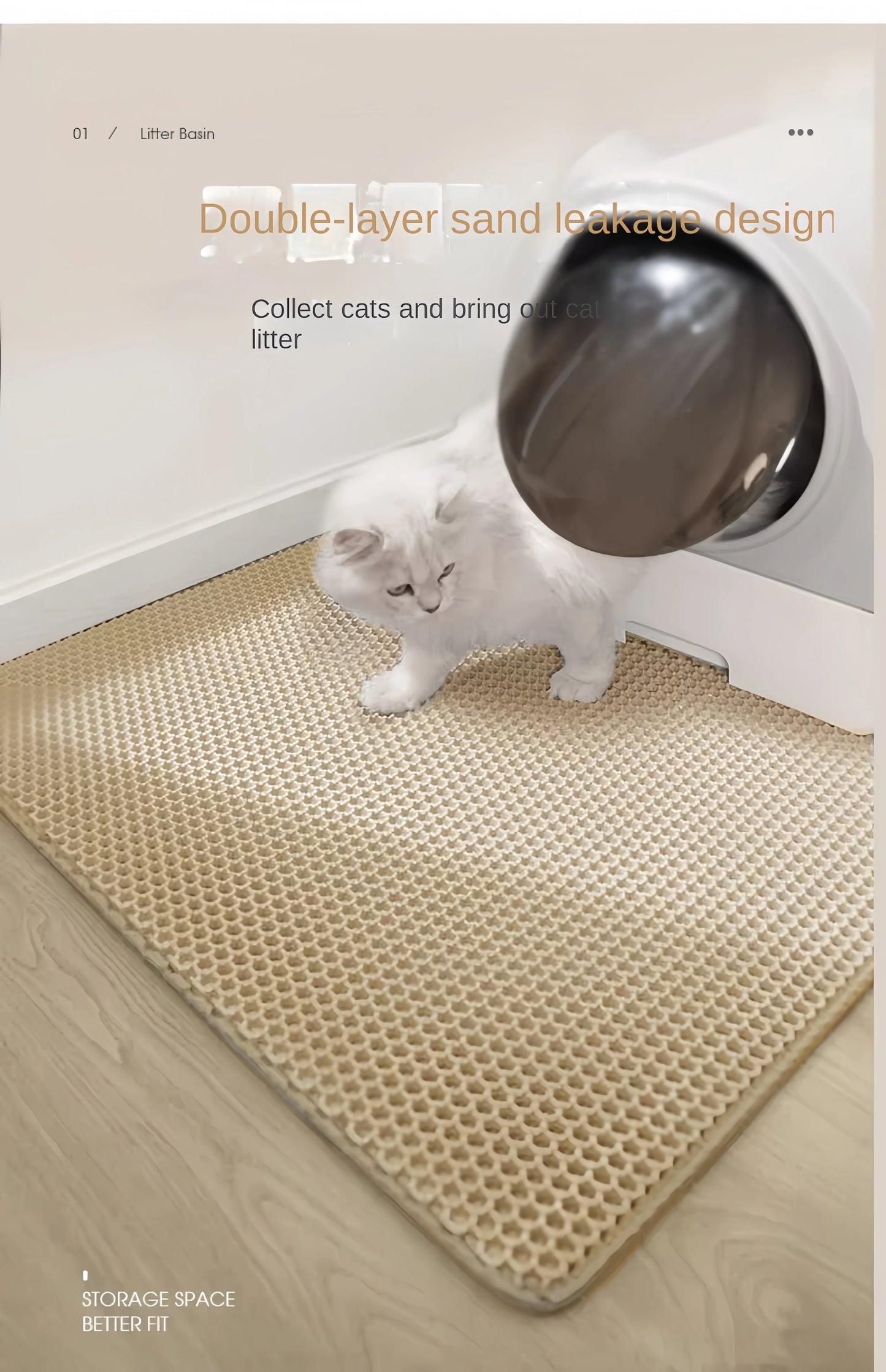 Waterdichte, dubbellaagse kattenbakmat, antislip, wasbaar. Huisdierreiniging.