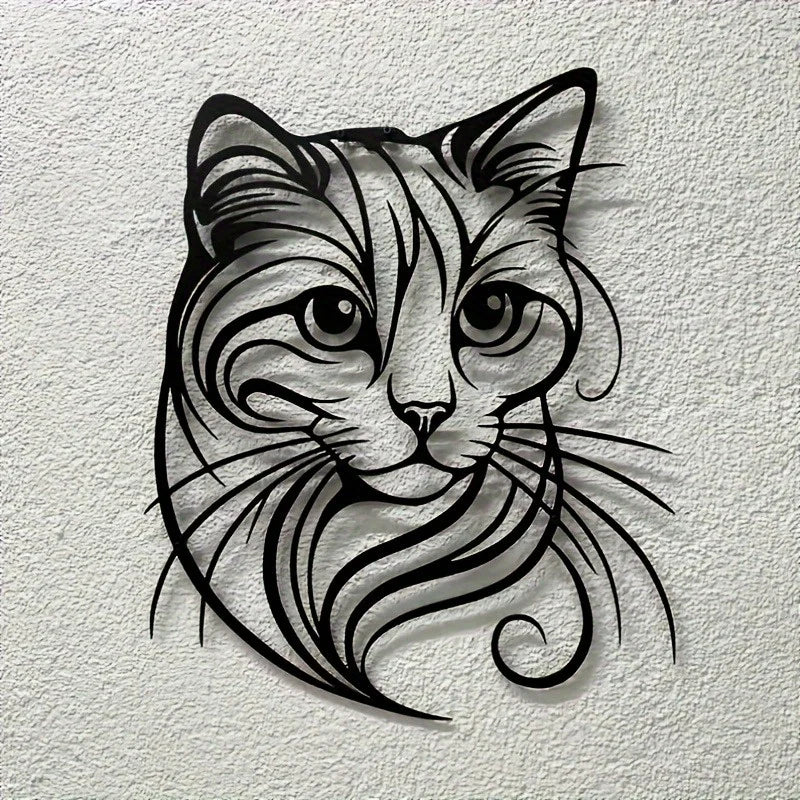 Plaque murale  de chat en métal