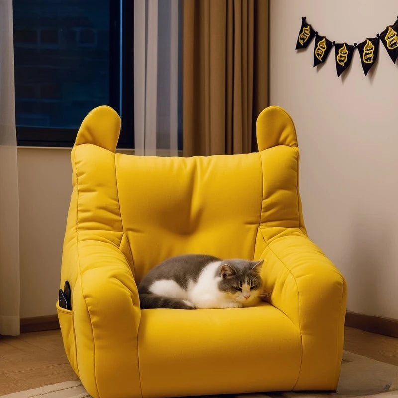 Canapé-lit lavable pour chat — motif dessin animé