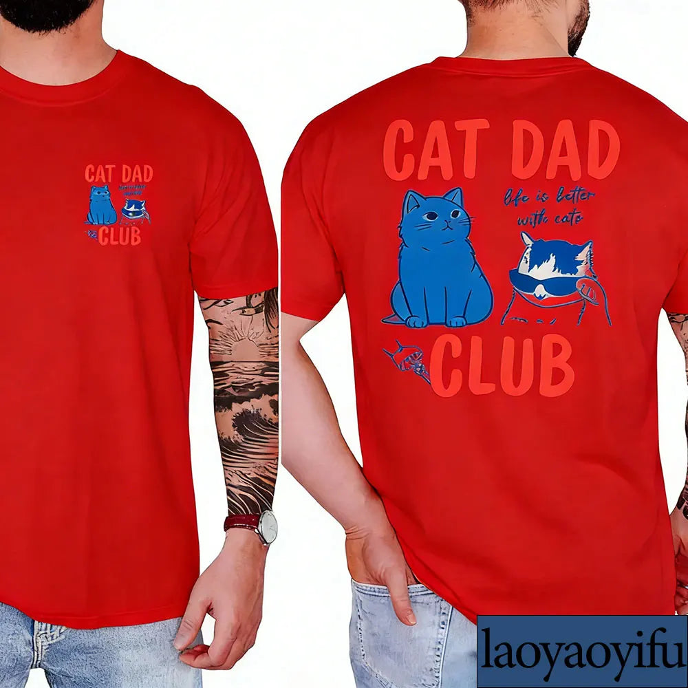T-shirt Cat Dad Club — Homme | Coton Graphique Manches Courtes