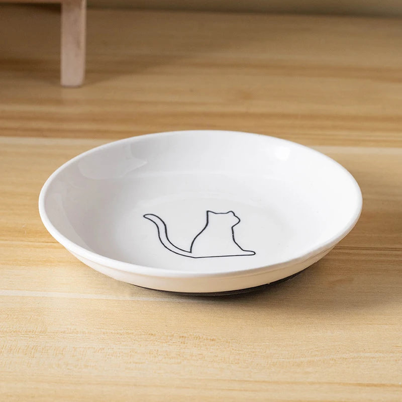 Keramische kattenvoerbak; antislip siliconenmat; schattige kittenaccessoires; praktische voerbak voor huisdieren