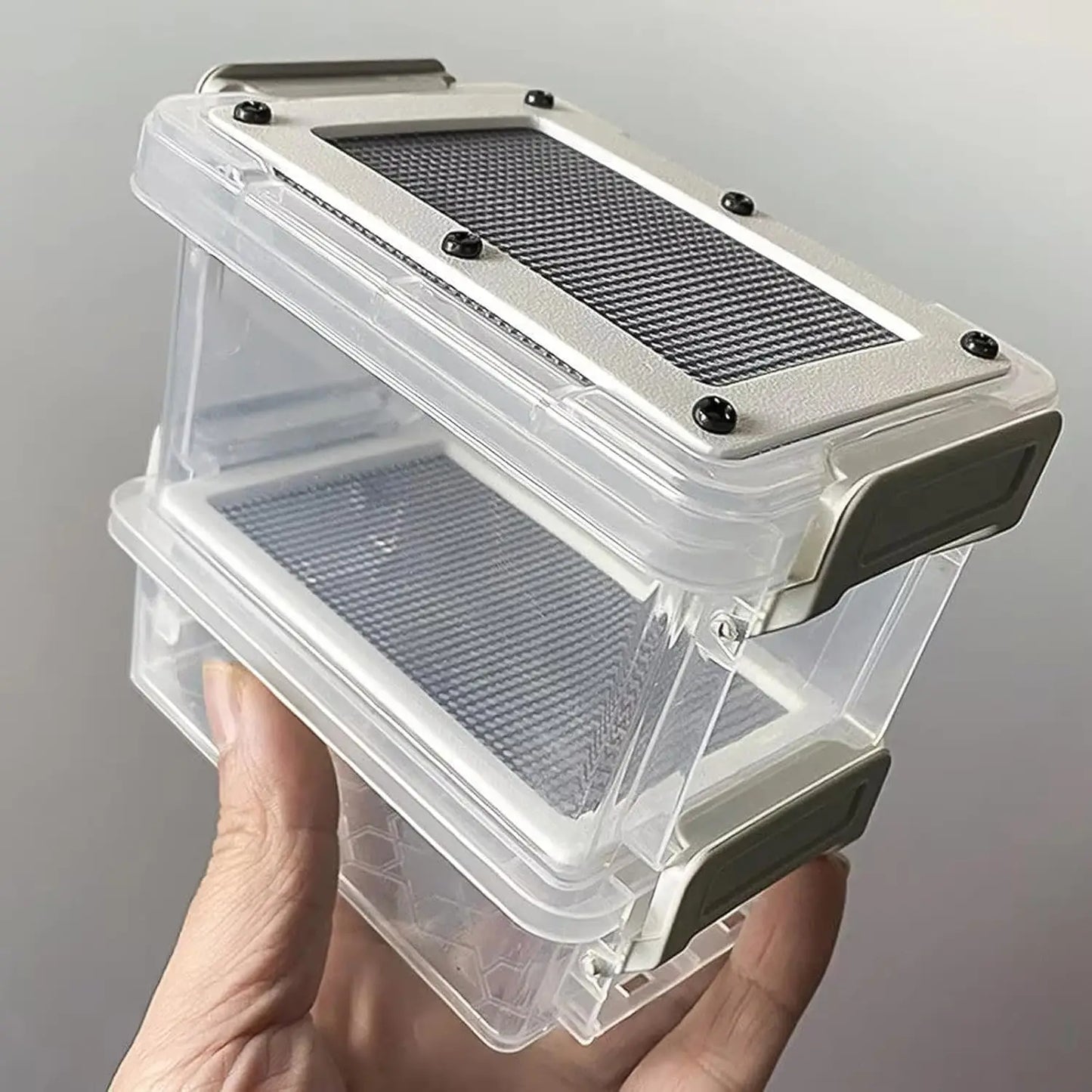 Boîte d'Élevage Double Étage pour Insectes – Transparente, Grille Respirante, Vers de Farine & Criquets