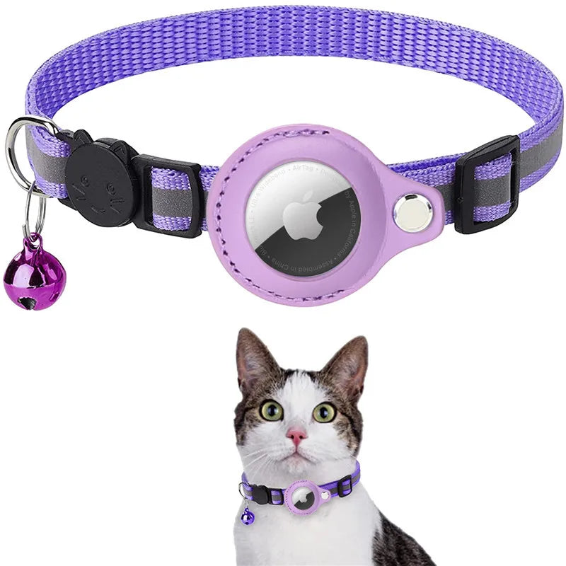 Collier pour chat avec support AirTag – Réfléchissant & Cloche