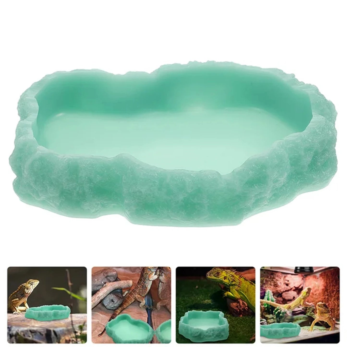 Gamelle en Résine Imitation Roche pour Reptiles & Amphibiens – Eau & Nourriture, XS à L