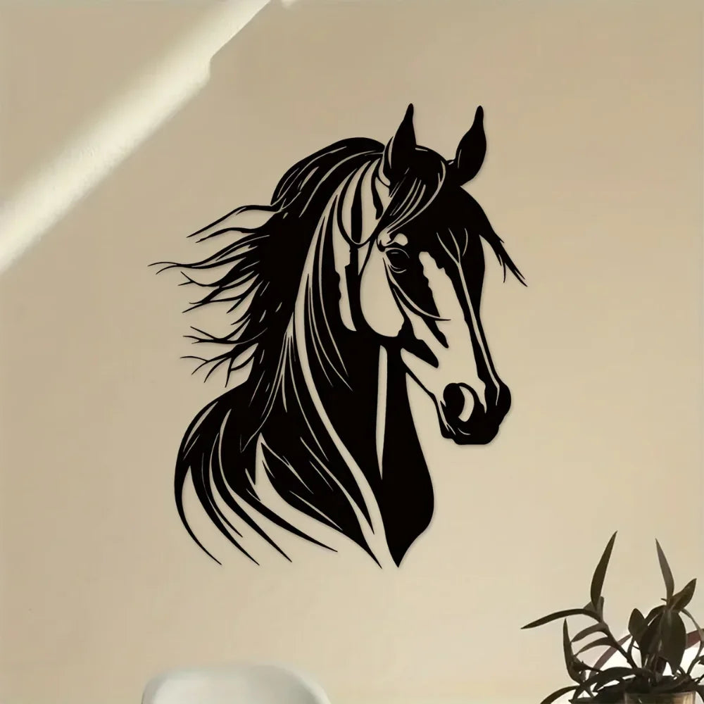 Charmante tête de cheval décorative murale en métal