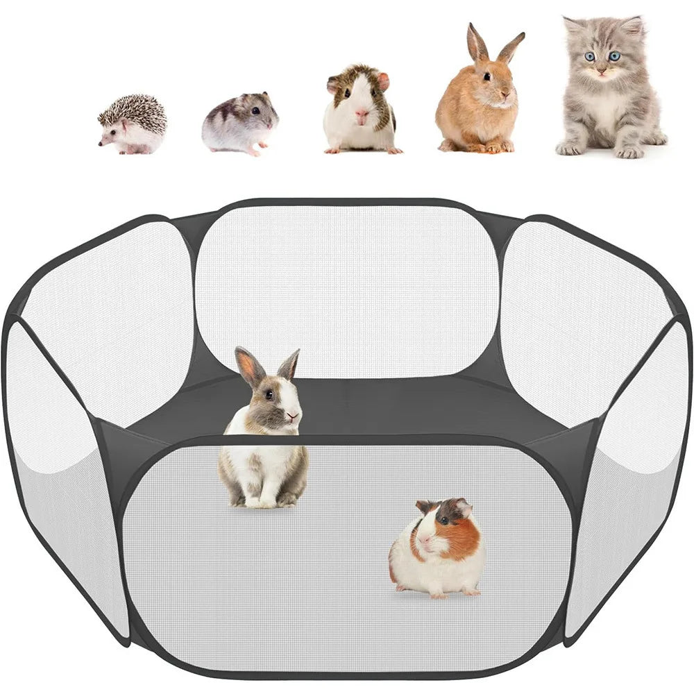 Parc pliable transparent pour animaux – Intérieur & extérieur