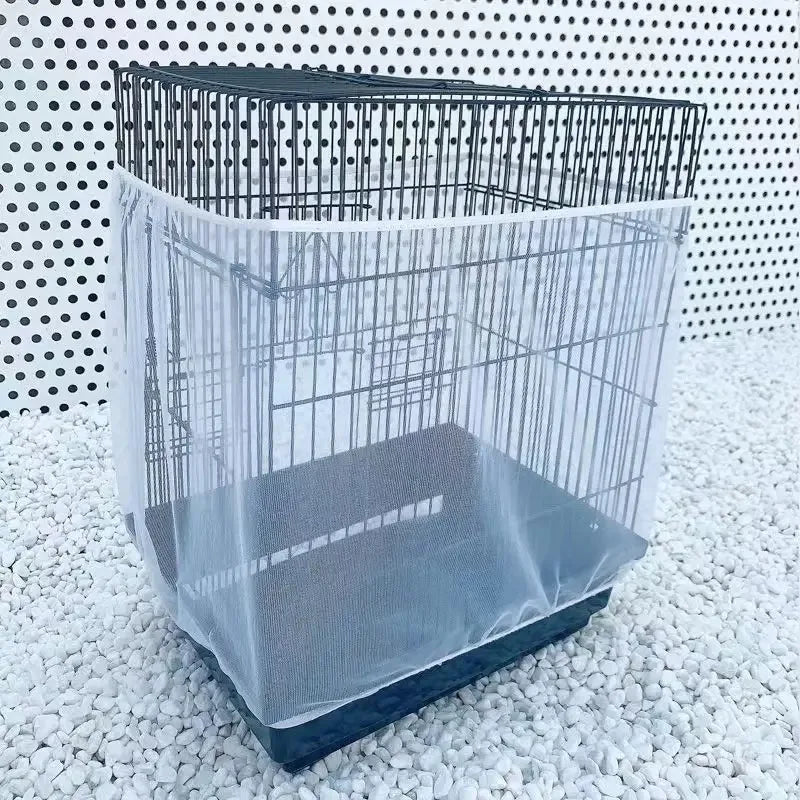 Housse universelle pour cage à oiseaux en maille de nylon, pare-graines, jupe de protection, filet souple, facile à nettoyer, anti-poussière, aérée, fournitures pour animaux de compagnie, cage à oiseaux
