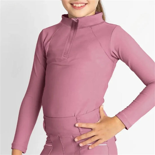 T-shirt équestre respirant pour fille — Fermeture éclair