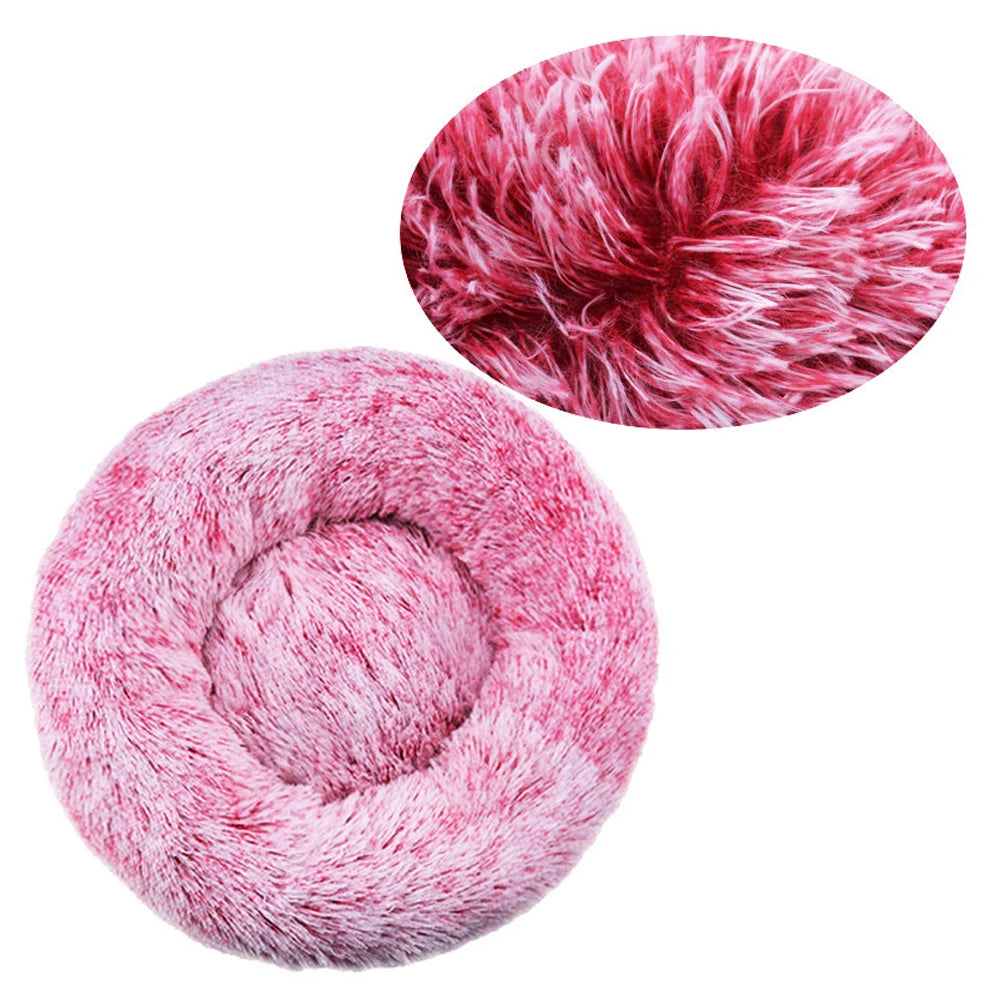 Lit rond en peluche pour chien et chat – Lavable, toutes saisons (40 à 90 cm)