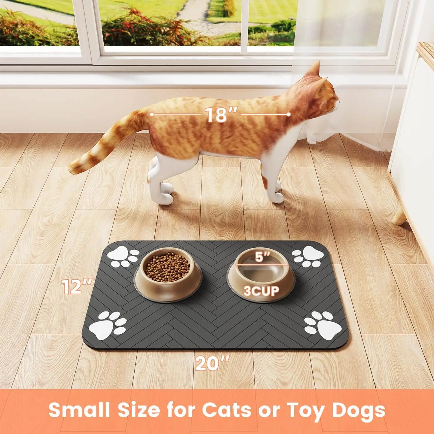 Tapis d’alimentation absorbant pour chien et chat