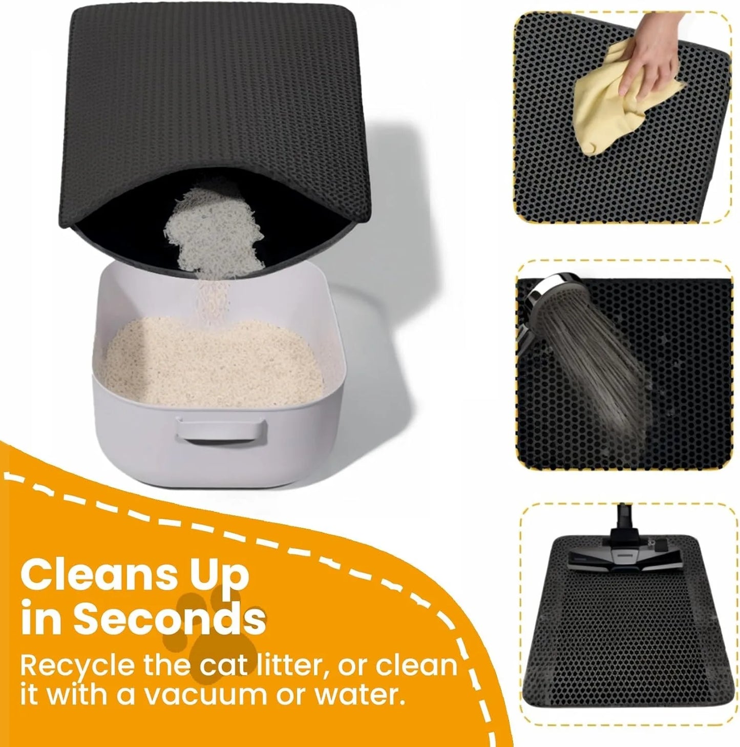 Dubbellaagse kattenbakmat, slijtvast, waterdicht en antislip.