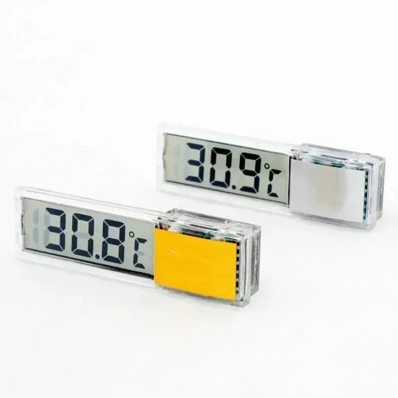 Thermomètre Digital Adhésif pour Aquarium – Affichage LCD Transparent, ±0,1°C, Or / Argent