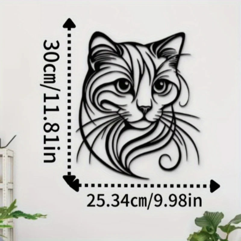 Plaque murale  de chat en métal