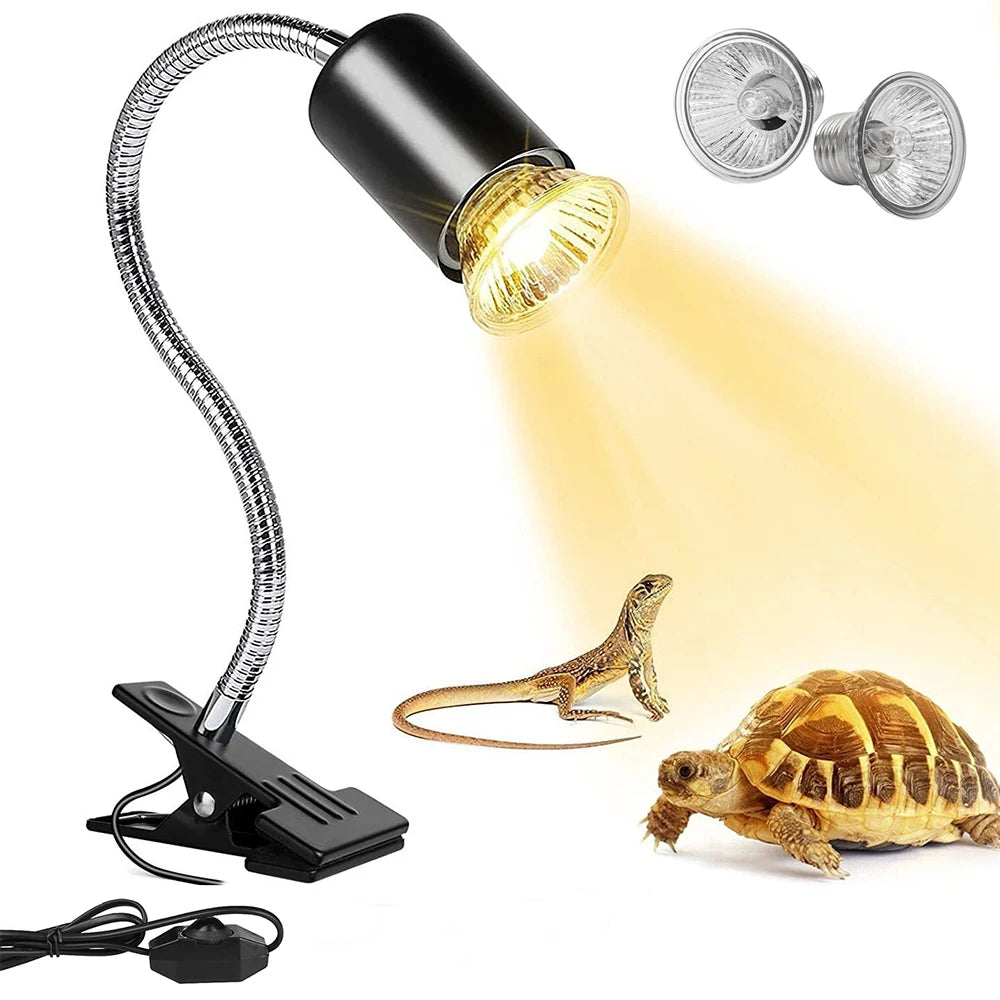 Lampe Chauffante UVA/UVB pour Reptiles – 50W, Spot Rotatif Dimmable