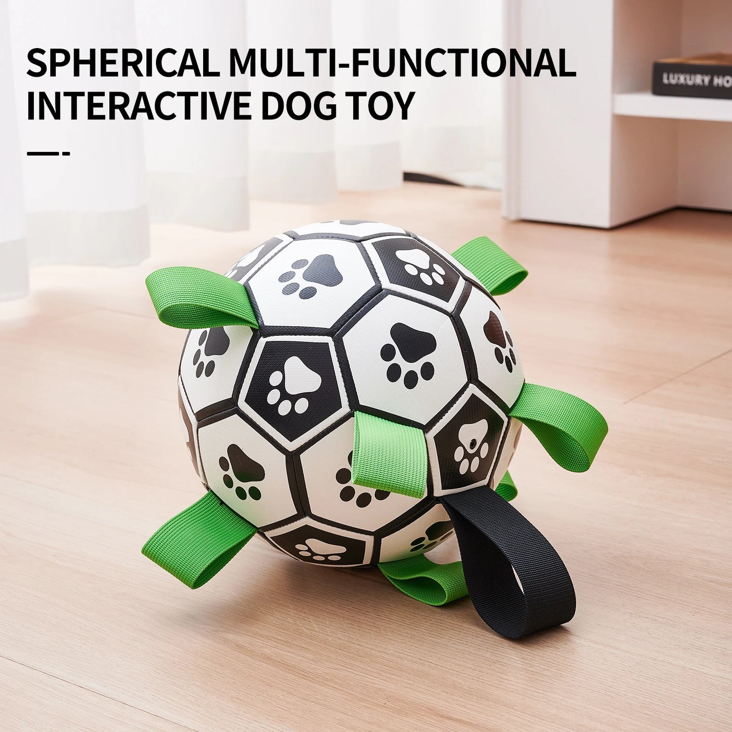 Ballon de Football en Cuir pour Chien – Mordant & Entraînement Extérieur, 12,5 à 22 cm