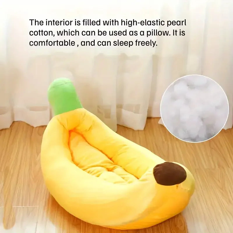 Lit nid en forme de banane pour chien et chat — Velours lavable