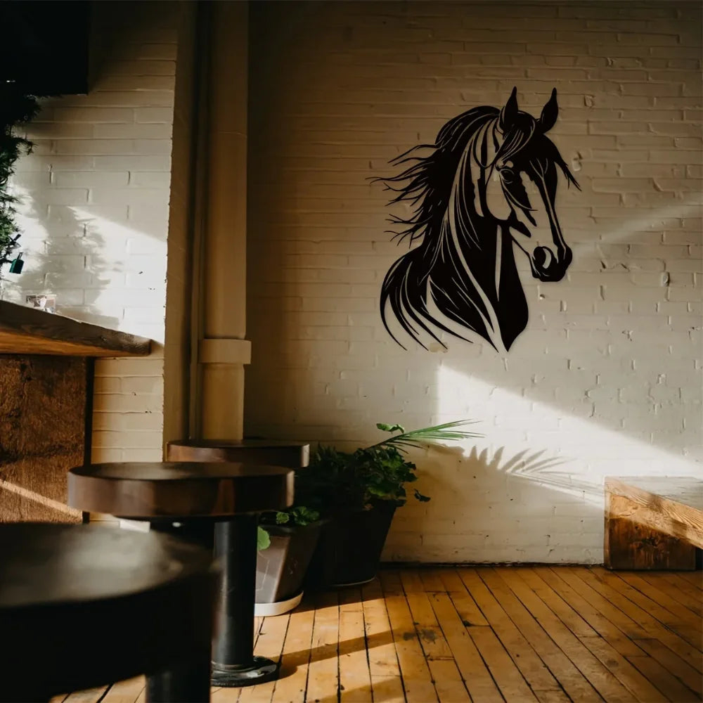 Charmante tête de cheval décorative murale en métal