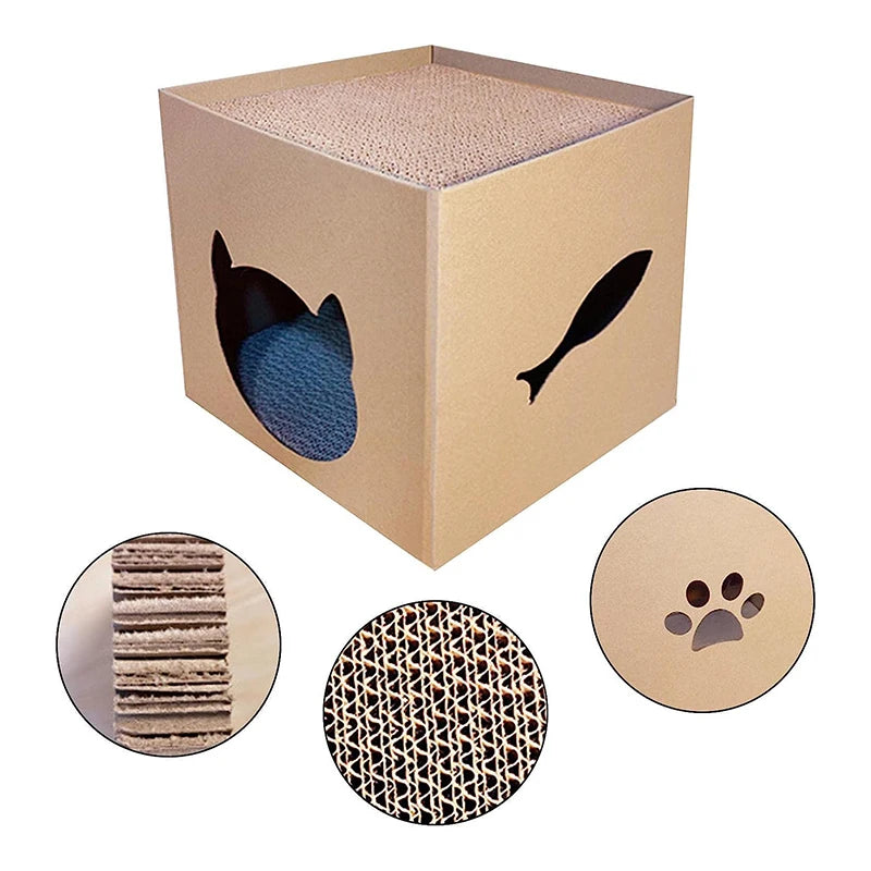 Maison Griffoir en Carton pour Chat & Lapin