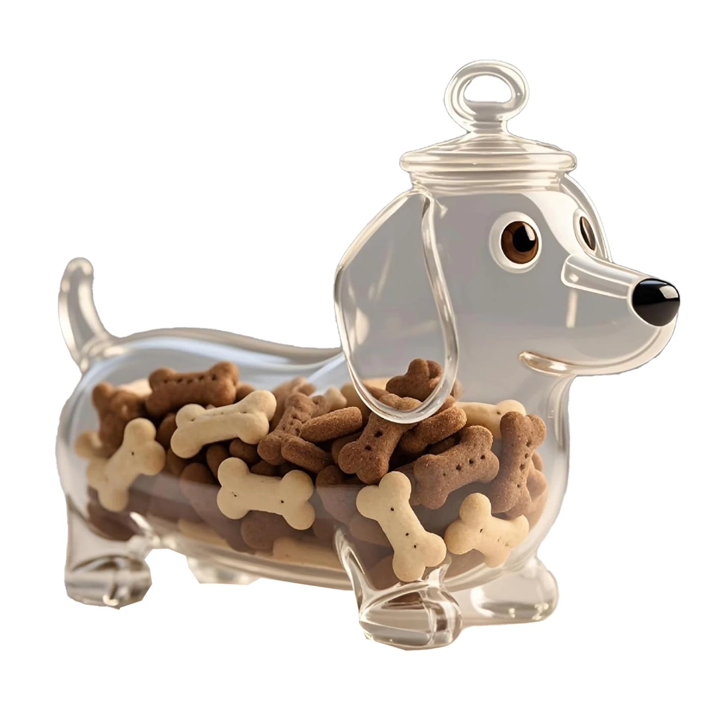 Pot à friandises en verre – Design teckel mignon avec couvercle hermétique