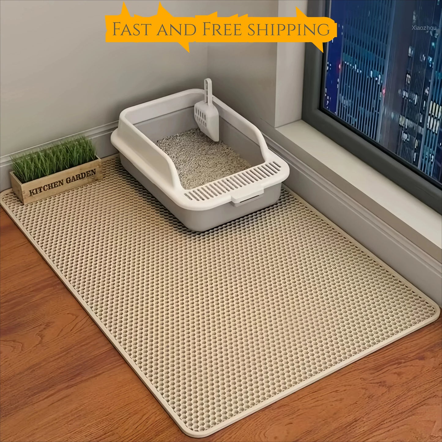 Tapis de Litière Double Couche pour Chat – Imperméable & Antidérapant