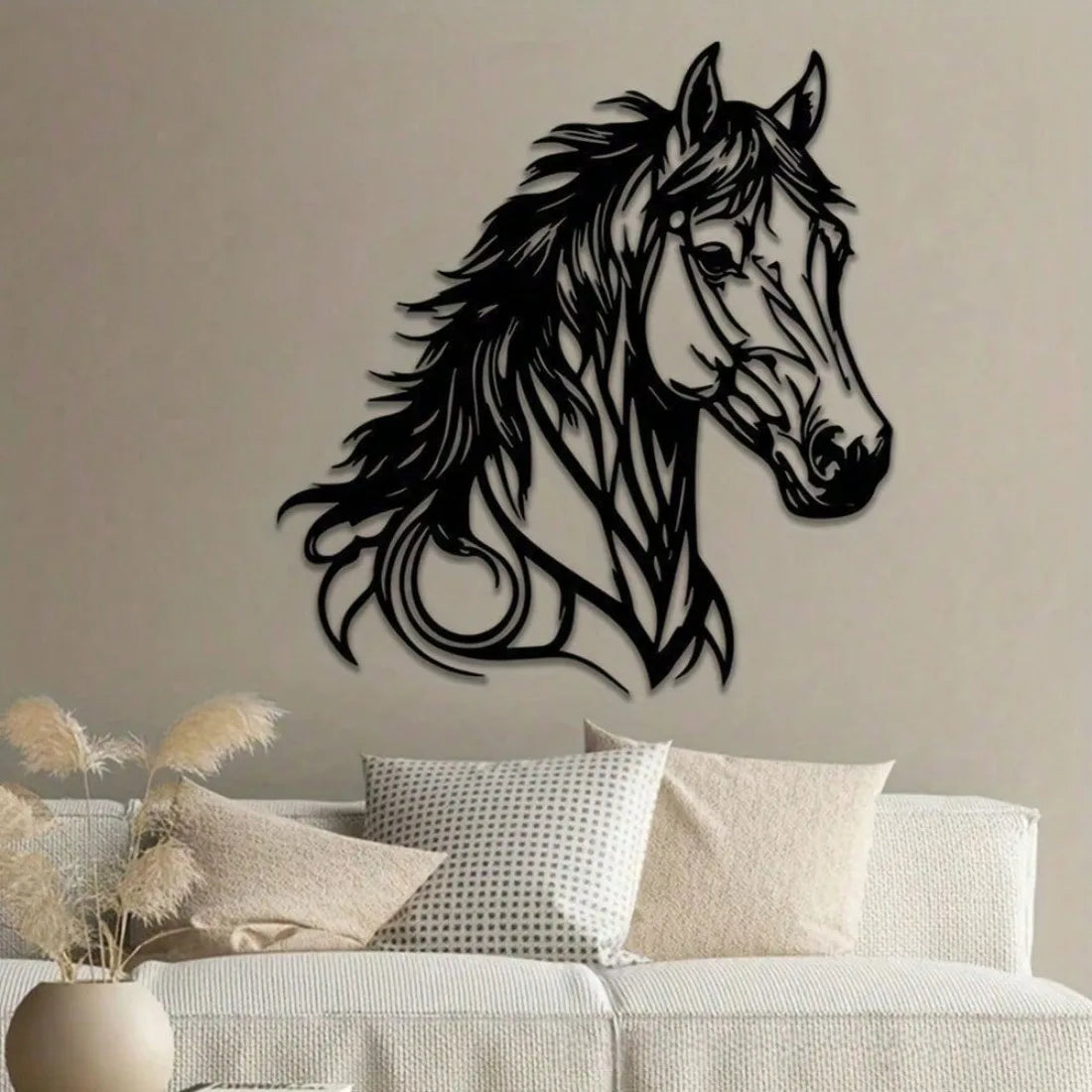 Metalen paardenwanddecoratie, waterdicht en roestvrij, paardencadeau voor thuis of op kantoor, moderne en duurzame stijl voor slaapkamer, badkamer en woonkamer.