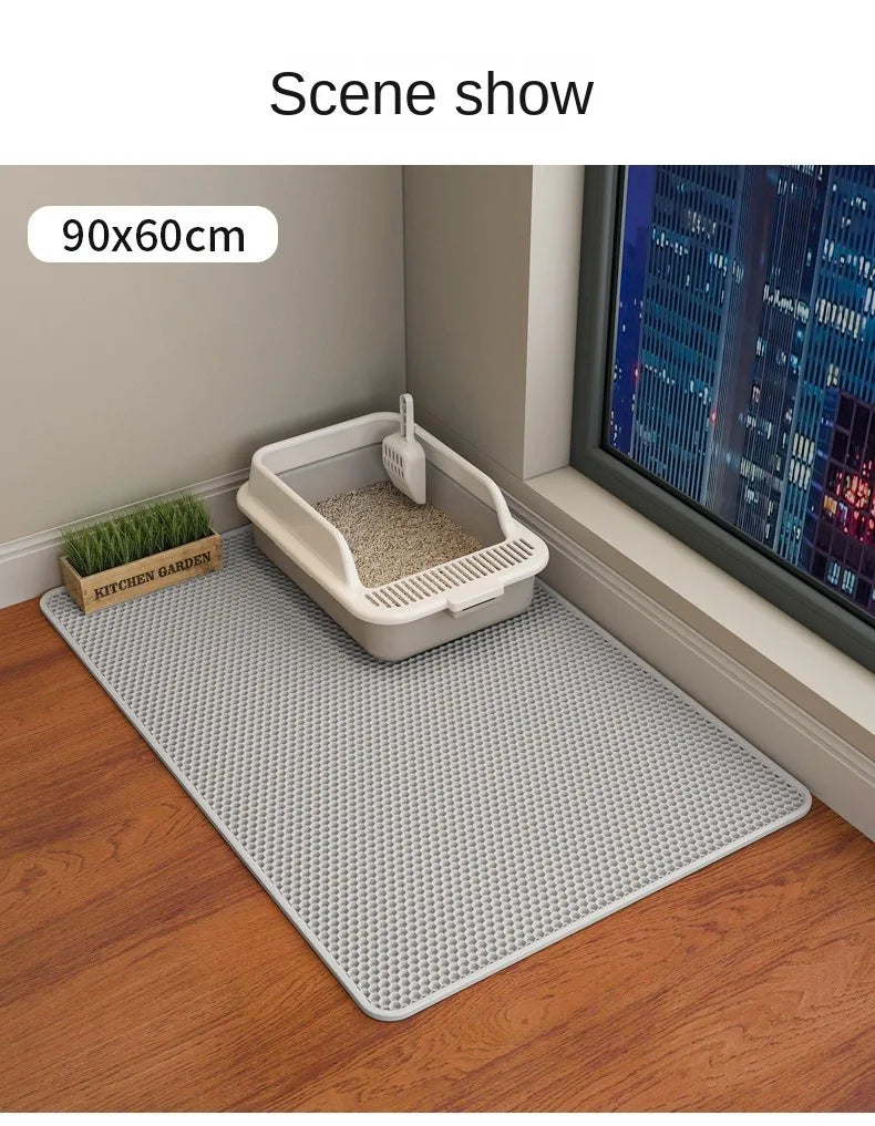 Waterdichte, dubbellaagse kattenbakmat, antislip, wasbaar. Huisdierreiniging.