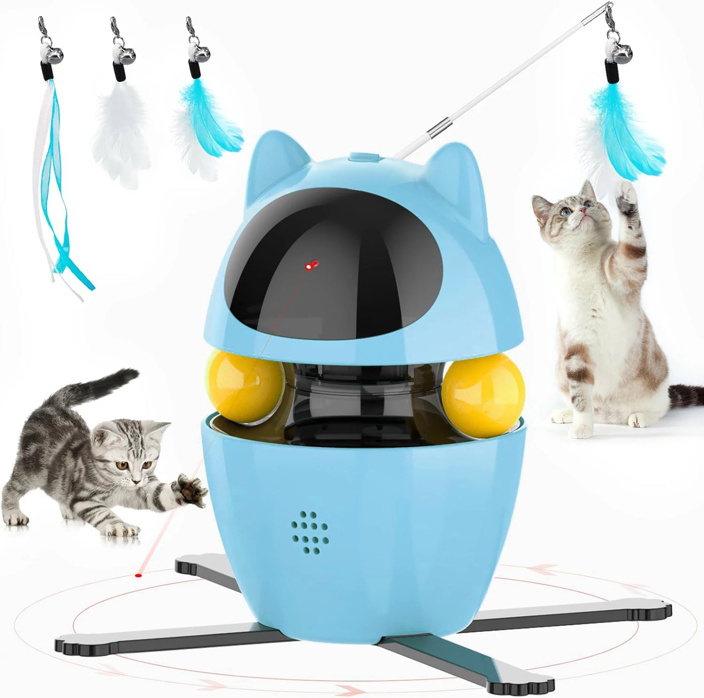 Jouet Interactif 4 en 1 pour Chat – Laser, Plume & Balle | Rechargeable USB