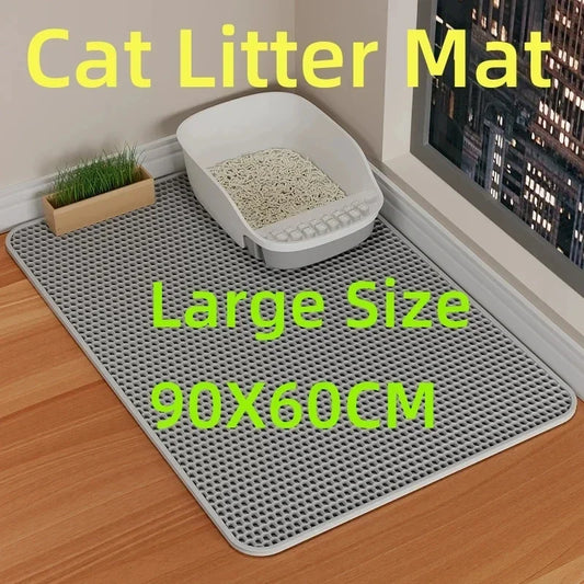 Tapis de Litière Double Couche pour Chat — Imperméable, Antidérapant & Lavable