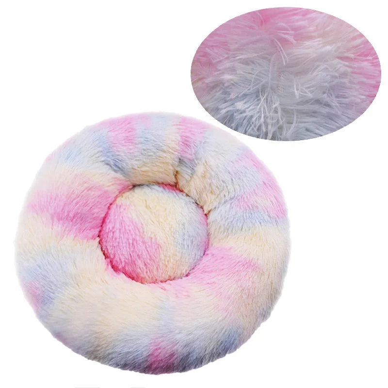 Lit rond en peluche pour chien et chat – Lavable, toutes saisons (40 à 90 cm)