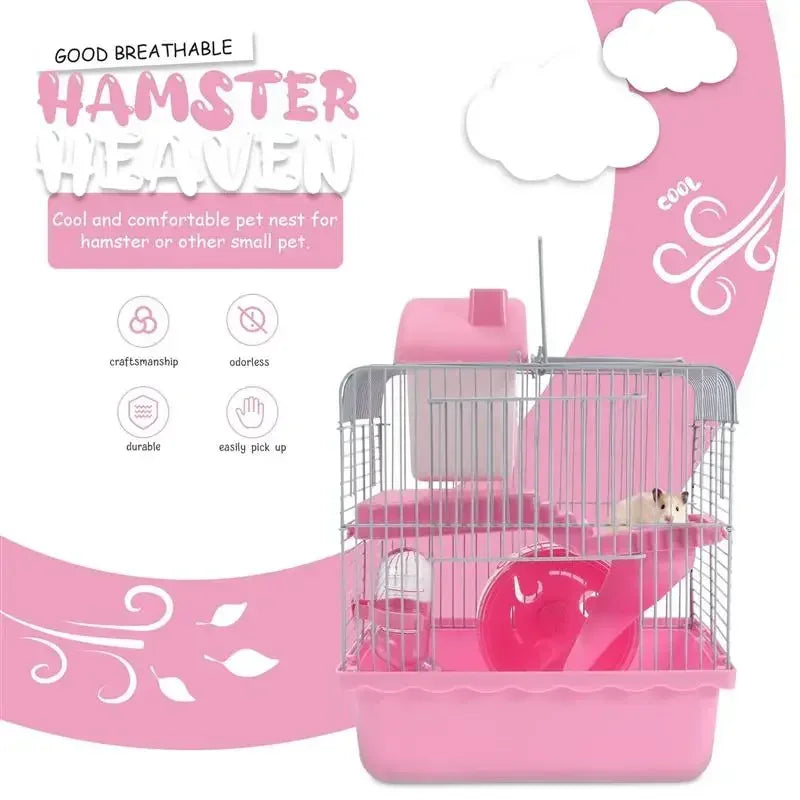 Cage Maison pour Hamster & Petits Rongeurs – Design Créatif Double Couche