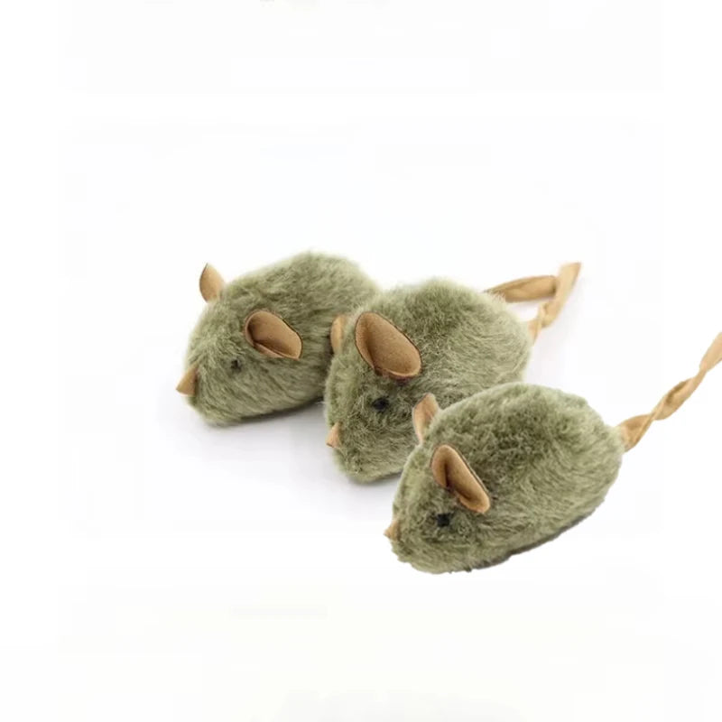 Kattenspeeltje, realistische piepende muis, geluid geactiveerd door sensor, kleine pluchen muis, leuk en stimulerend speeltje voor de kat.