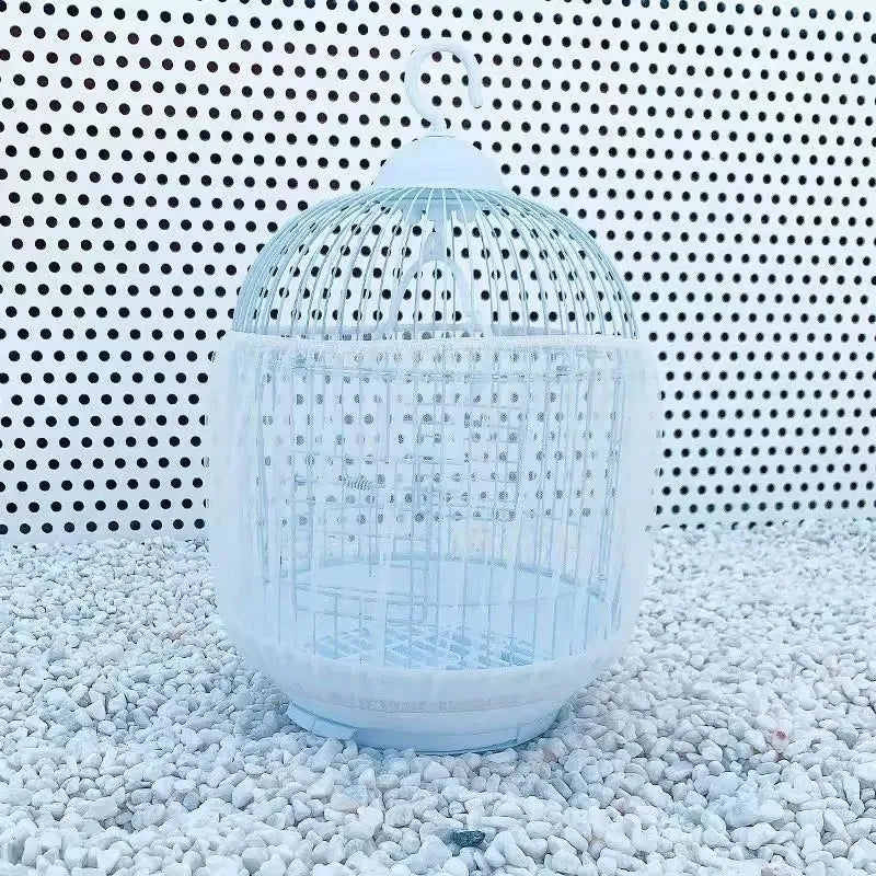 Housse universelle pour cage à oiseaux en maille de nylon, pare-graines, jupe de protection, filet souple, facile à nettoyer, anti-poussière, aérée, fournitures pour animaux de compagnie, cage à oiseaux