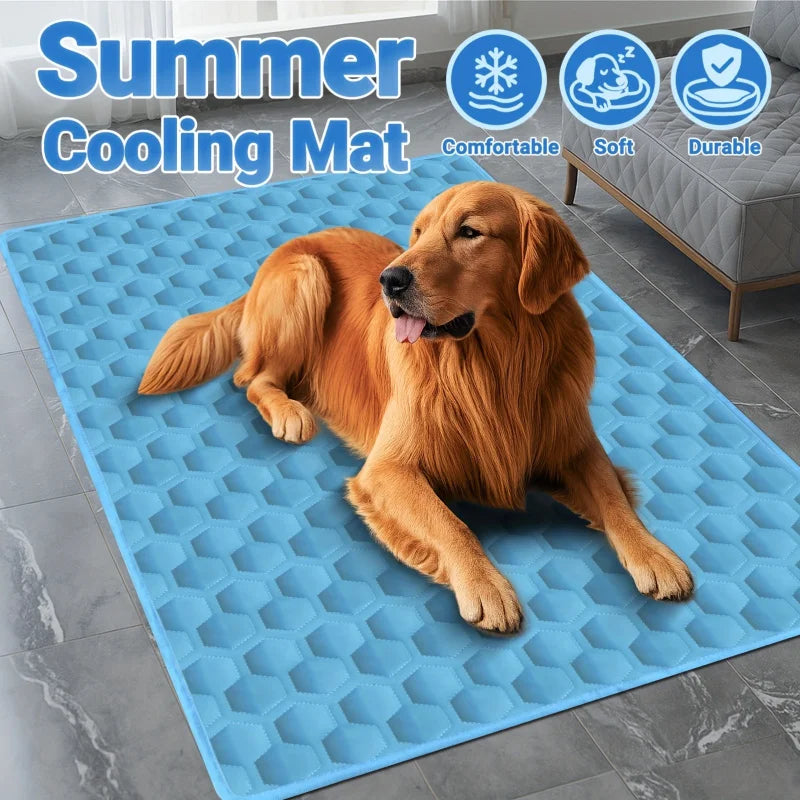 Tapis rafraîchissant pour chien, lavable, portable, pour l'été, couverture en soie glacée pour chiens et chats, tapis de couchage respirant pour canapé