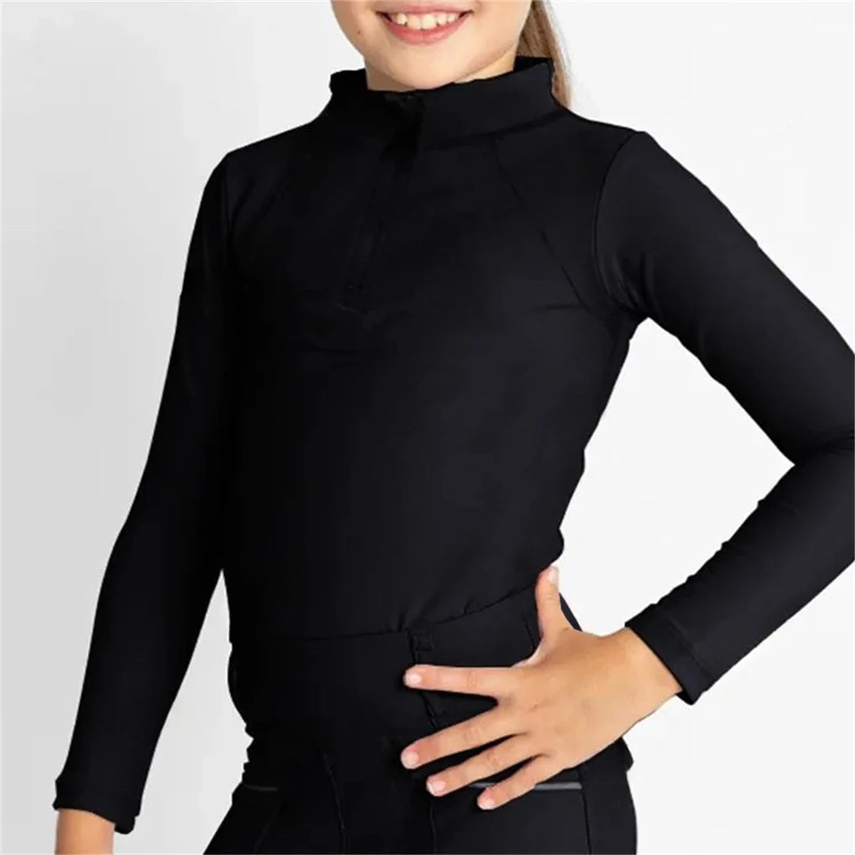 T-shirt équestre respirant pour fille — Fermeture éclair