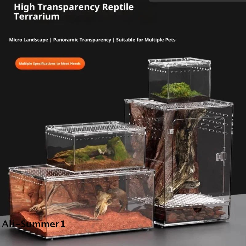 Terrarium Acrylique Transparent pour Reptiles – Ventilation 360°