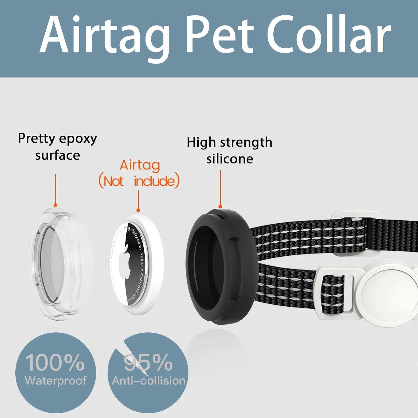 Collier pour Chat Compatible AirTag – Réfléchissant, Sécurité Breakaway & Cloche